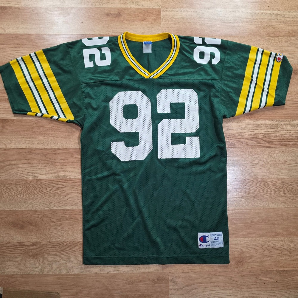 Champion Green Bay Packers Jersey Mens Medium 40 Reggie White 92 Mesh Green 90s